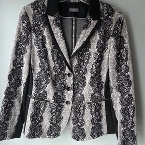 Women's Black and Gray Lace Blazer